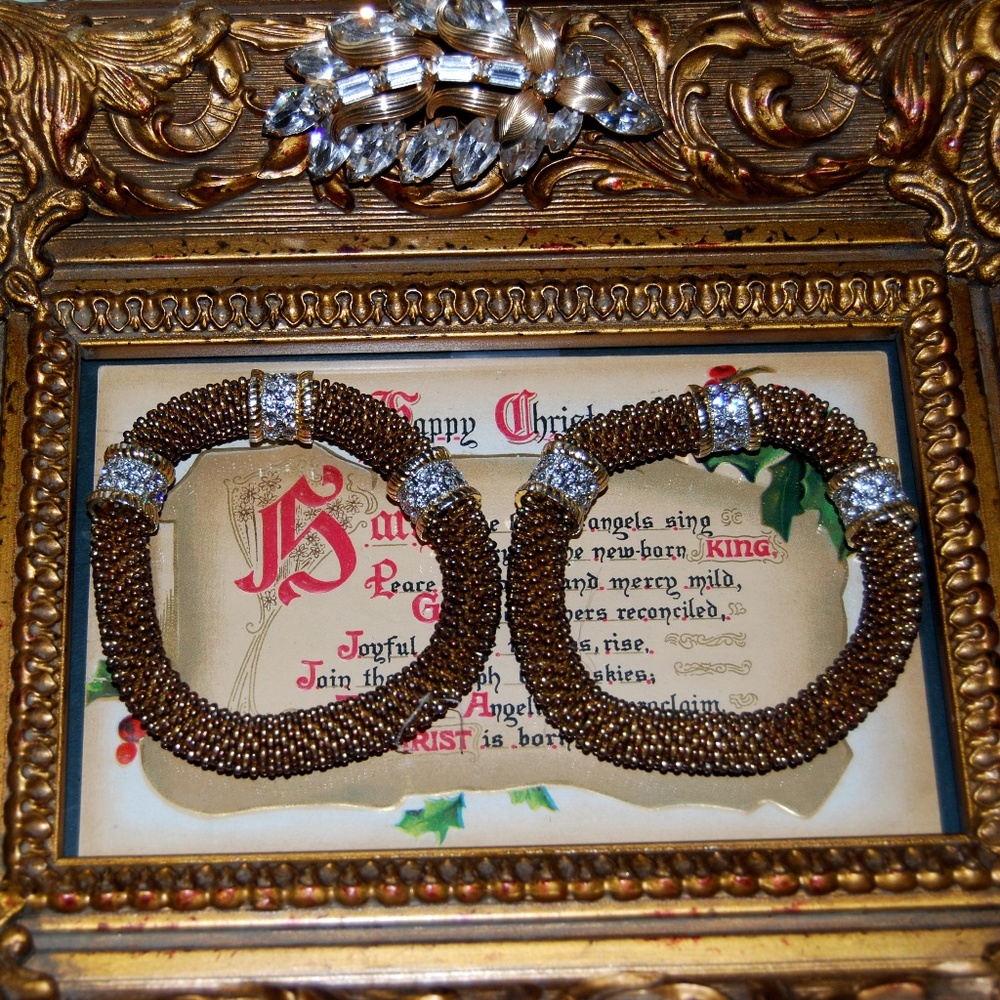 Two Antique Gold Tone Stretch Bracelets